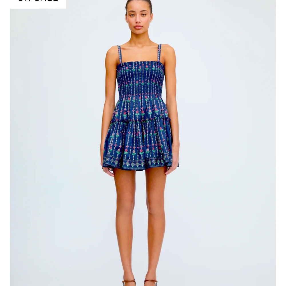 The Seraphina Mini Nap Dress - Navy Trailing Fern Size: M